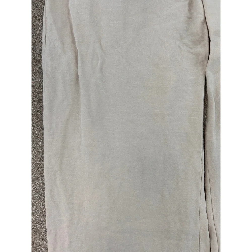 Silk Linen Quiet Luxury Light Academia Wide Leg Trouser High Waisted Pant Sz 10